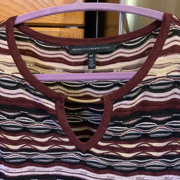 White House Black Market. - Bold Chevron Striped 3/4 sleeve Tunic - Picture 3 of 7